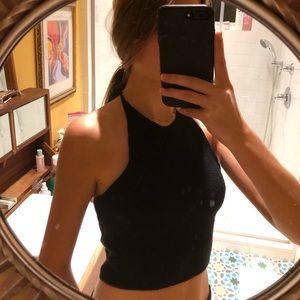 Black woven halter top